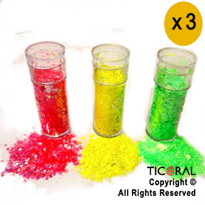 GLITTER EN ESCAMAS COLORES FLUO PLENO 1023-01 X 15 GR x 3